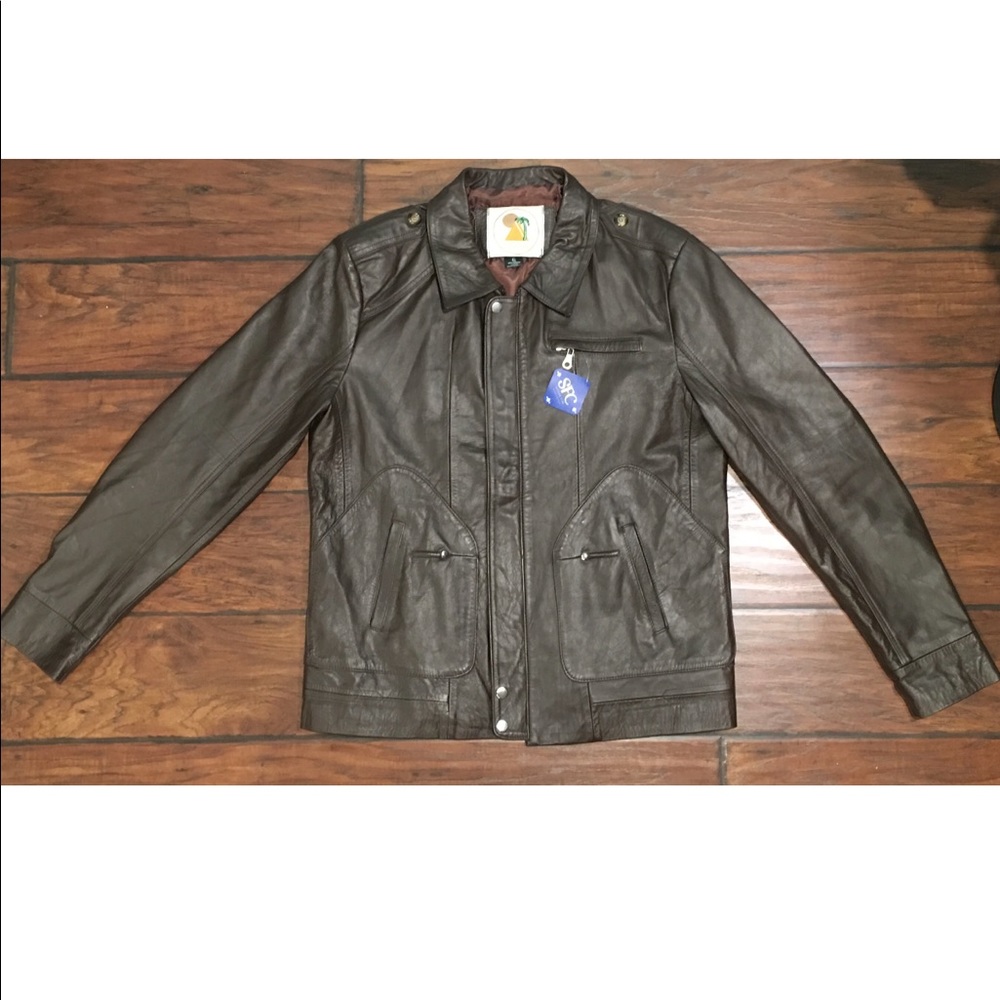 🆕Moda causal brown leather jacket Size M